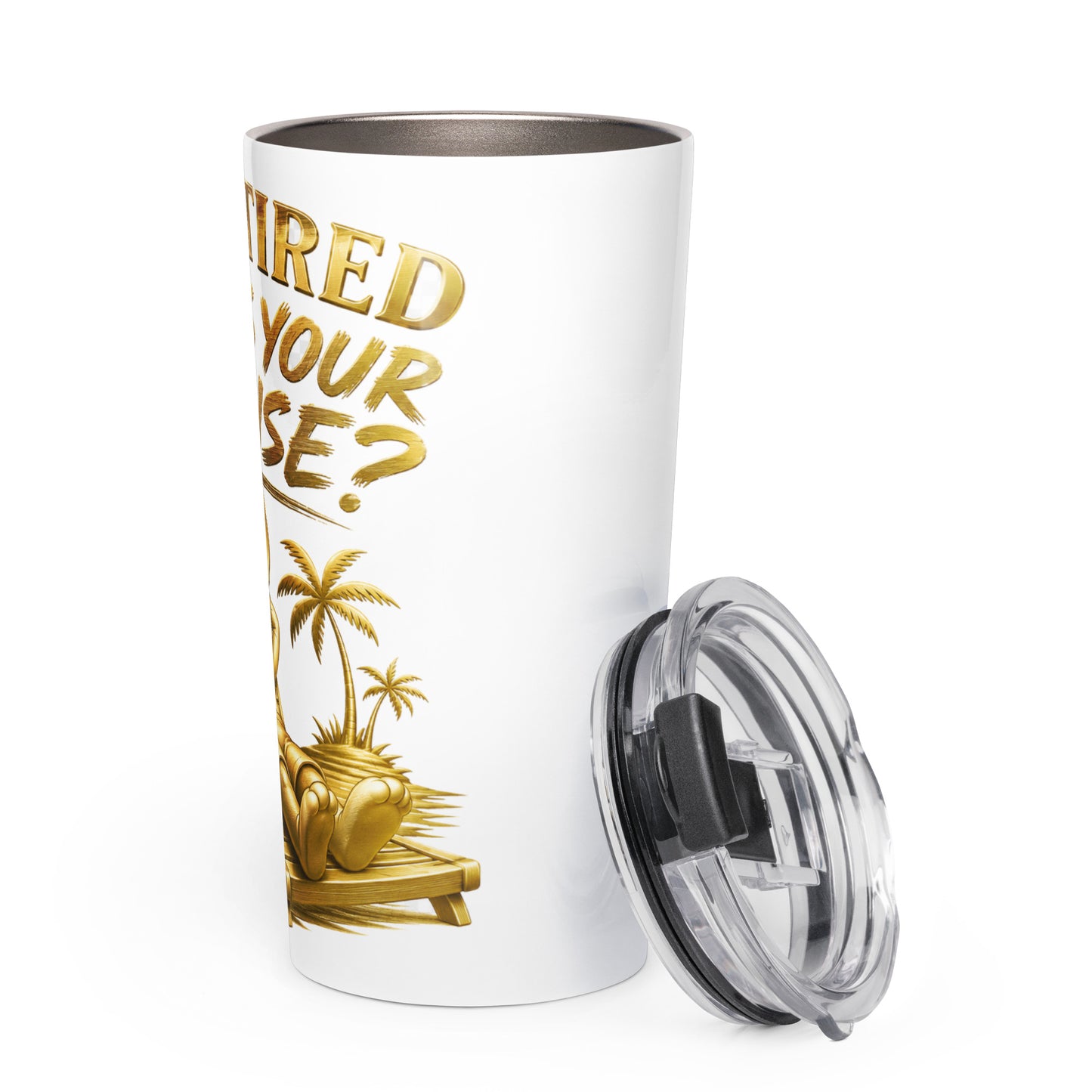 Scout I’m Retired 20 oz travel tumbler, left side view